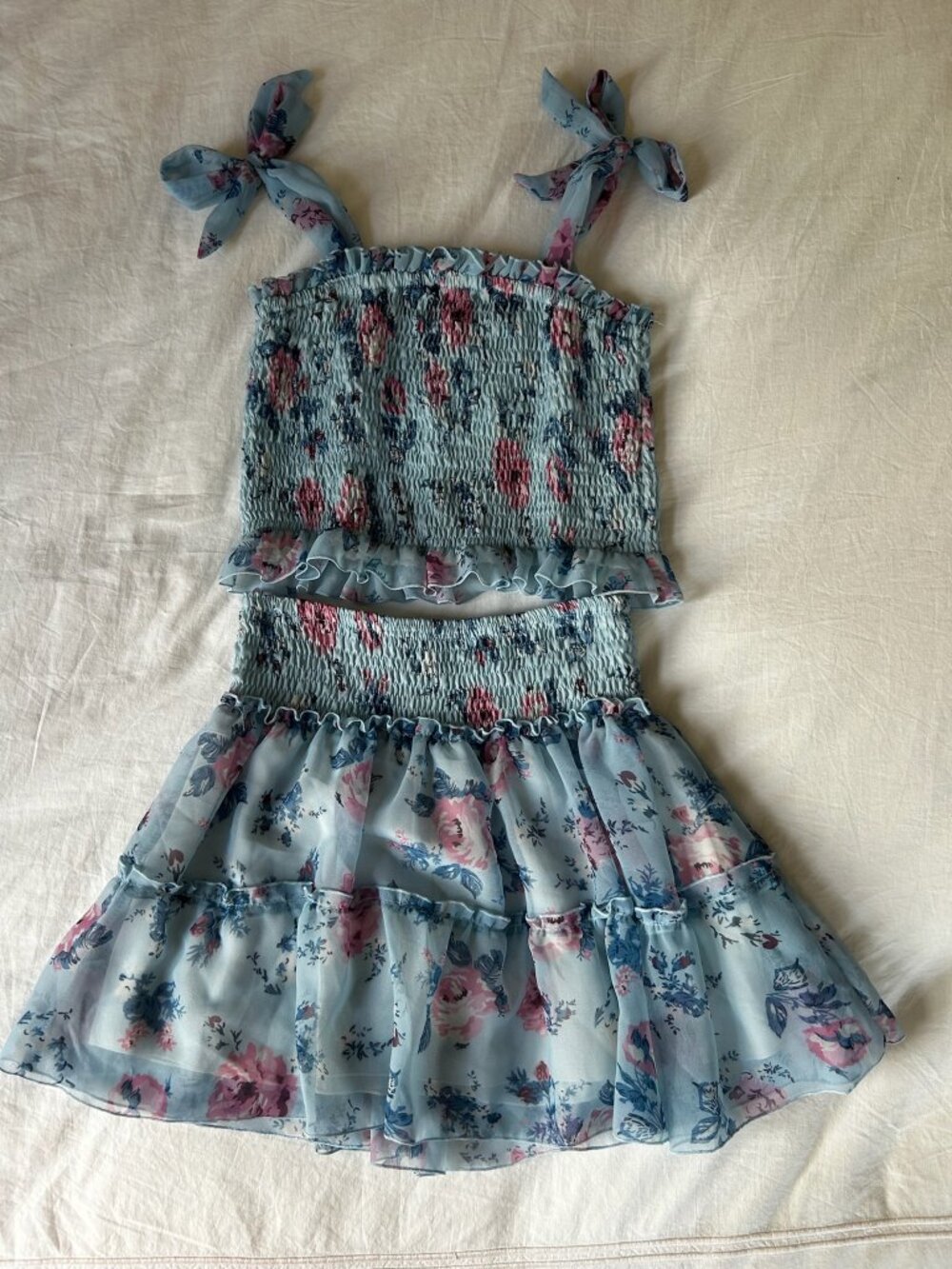 Flowers By Zoe Smocked Top & Ruffle Skirt Set